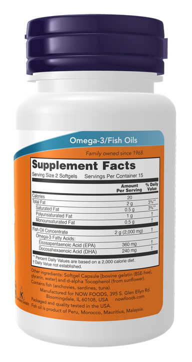 Omega-3 Fish Oil, Molecularly Distilled 1000mg per Softgel