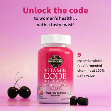 Vitamin Code Women's Multivitamin Plus Iron and Probiotics Gummies, Cherry Flavour