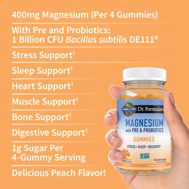 Magnesium with Pre & Probiotics, Peach Flavour