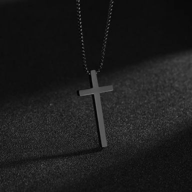 Hot selling Silver Black Gold Stainless Steel Prayer Cross Pendant Chain Necklace for Men Box Chain