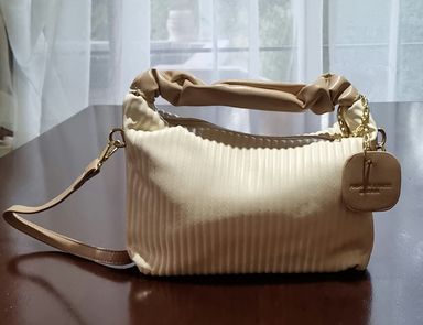 Light brown and ivory small crossbody bag 