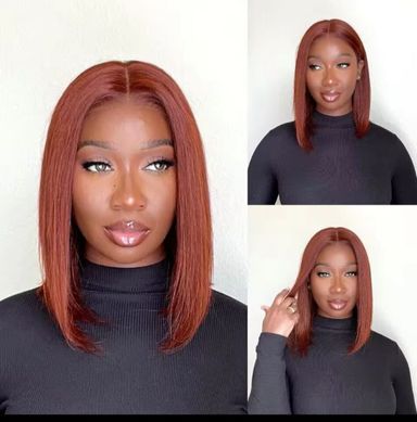 Colored Wig Reddish Brown #33 Straight Bob Wear and Go Wig Pre Plucked, Pre Cut Glueless wig 