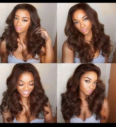 Wear and Go Glueless Human Hair Brazilian Body Wave Lace Front Wig , Brown