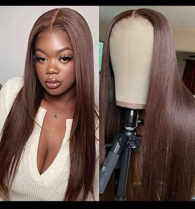 Wear and Go Chocolate Brown Straight Wig Pre cut and Pre Plucked 