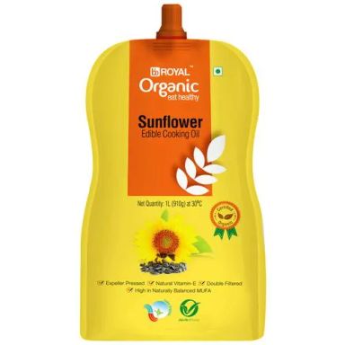 BB Royal Organic Cold Pressed Sunflower Cooking Oil - Cooks Indian Dishes, 3x1L Multipack