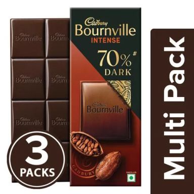 Cadbury Bournville Rich Cocoa 70% Dark Chocolate Bar, 3 x 80 g Multipack