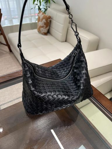 Weave Lambskin Shoulder Bag 