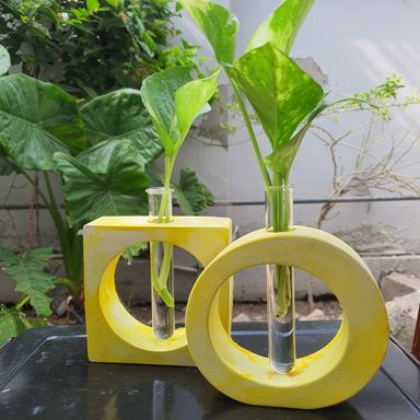 Set of 2 Propagation Vases with Glass Tubes For Home Decoration 