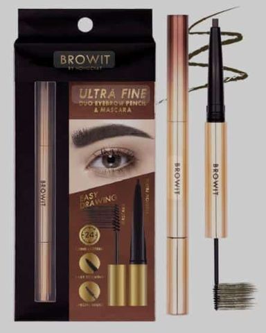 BROWIT Ultra Fine Duo Eyebrow Pencil Mascara - Ash Brown