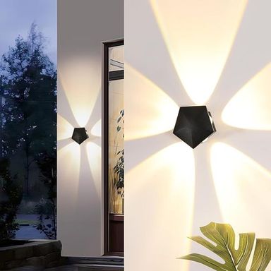 Flower 5 Way Pentagon Shape Indoor/outdoor Led Waterproof Exterior Wall 5 Side Step Light Dining Hall/fancy Lamp For Living Room – 5w