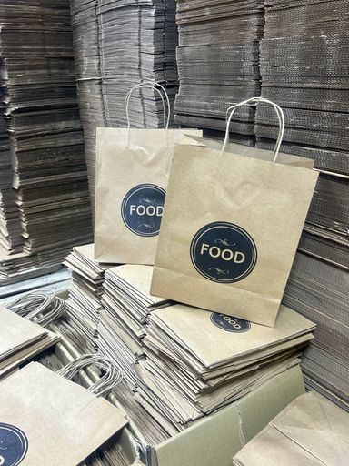 “FOOD” DELIVERY CARRIER BAGS - 12” x 10” x 5.5”  ( WITH HANDLES )