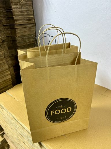 “FOOD” DELIVERY CARRIER BAGS - 12” x 10” x 5.5”  ( WITH HANDLES )