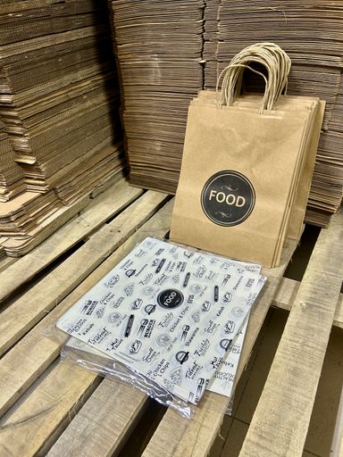 “FOOD” DELIVERY CARRIER BAGS - 12” x 10” x 5.5”  ( WITH HANDLES )