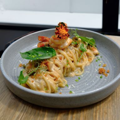 Prawn Caper Cream Spaghetti