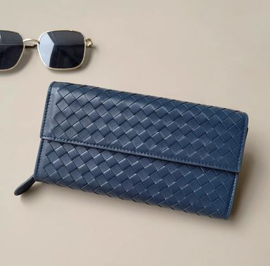 Flap Weave Long Wallet