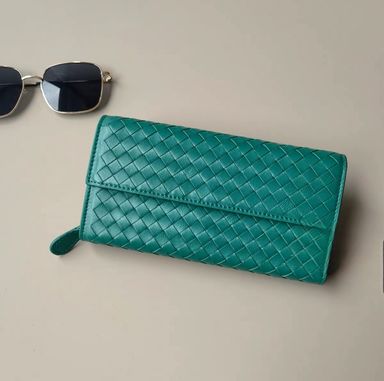 Flap Weave Long Wallet