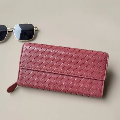 Flap Weave Long Wallet