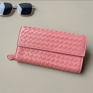 Flap Weave Long Wallet