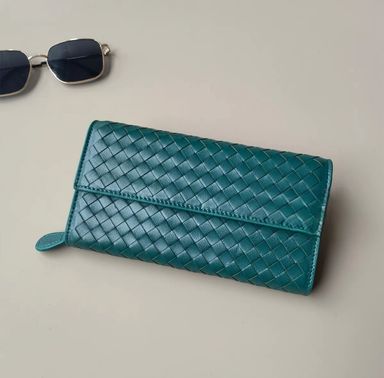 Flap Weave Long Wallet