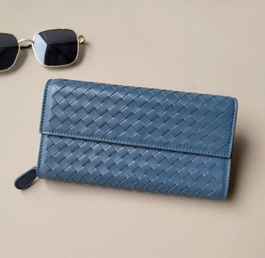 Flap Weave Long Wallet