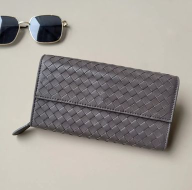 Flap Weave Long Wallet