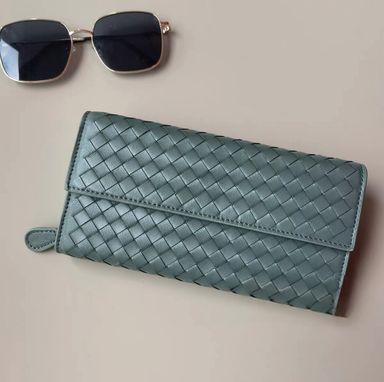 Flap Weave Long Wallet