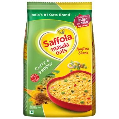 Saffola Masala Oats - Tasty Evening Snack, Fibre Rich, Curry & Pepper, 500 g