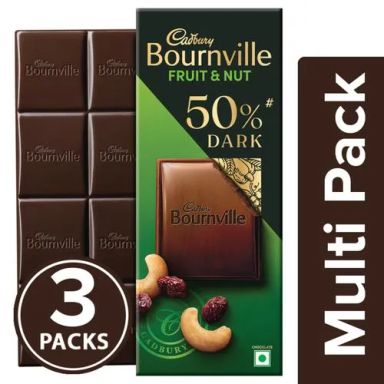 Cadbury Bournville Fruit & Nut Chocolate Dark Chocolate Bar, 3 x 80 g Multipack