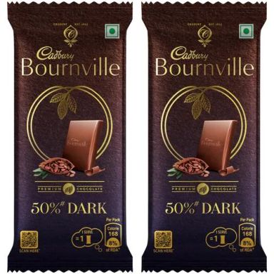 Cadbury Bournville Rich Cocoa Dark Chocolate Bar, 2 x 31 g Multipack