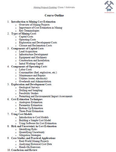 Mining Cost Estimation Handbook - Practical Approach