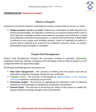 Mining Cost Estimation Handbook - Practical Approach