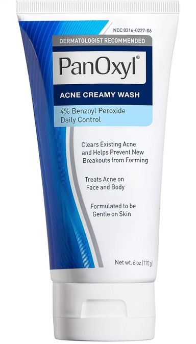 PanOxyl Antimicrobial Hydrating Acne Creamy Wash, 4% Benzoyl Peroxide, 6 Ounce