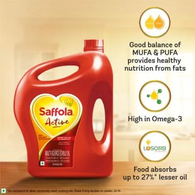 Saffola Active Refined Cooking Oil, 5 L Jar