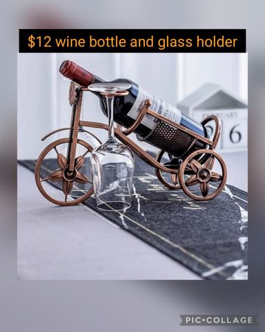 Wine bottle and glass holder