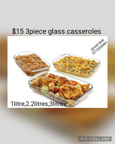 3 Piece Glass Casseroles