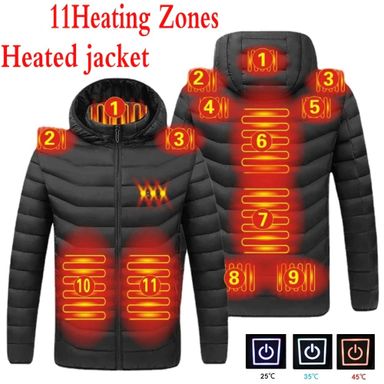 11 Zone USB Electric Heated Thermal Jacket for Men and Women – Stay Warm and Cozy in Style