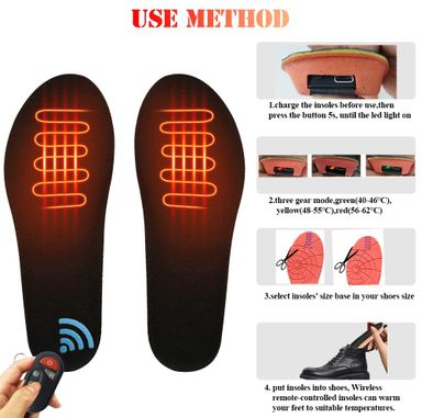 USB Remote Controlled Electric Heated Shoe Insole Kit – Keep Your Feet Warm in Cold Weather