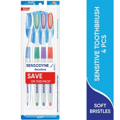 Sensodyne Sensitive Toothbrush - With Soft Rounded Bristles, 4 pcs