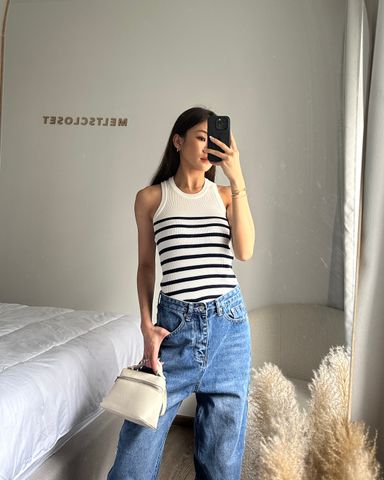 STRIPE HALTER TOP