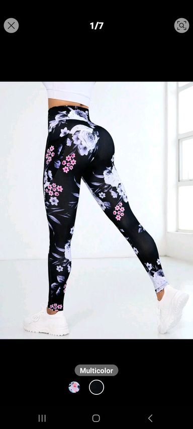 Women's Floral Printed High-Waist Workout Leggings For Daily Exercise