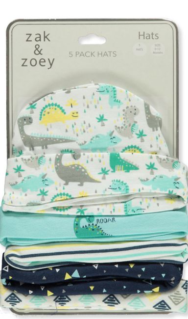 Zak & Zoey 5-pack baby hats 0-12m