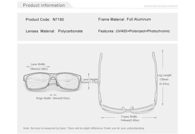 KINGSEVEN Photochromic Men’s and Women Polarized Anti-Glare Chameleon Sunglasses