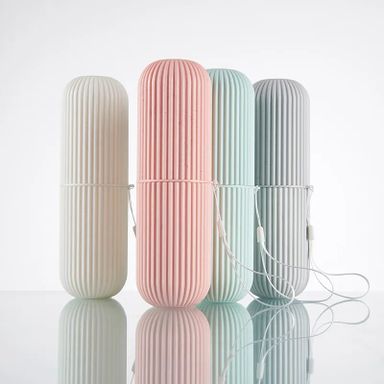 Portable travel toothbrush holder  each green, grey, pink and pink