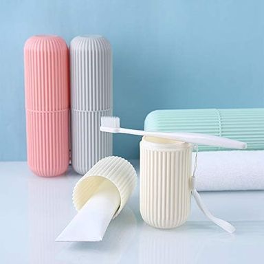 Portable travel toothbrush holder  each green, grey, pink and pink