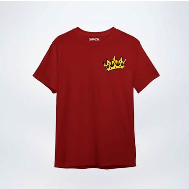 Red Oversized with Crown Design Tee