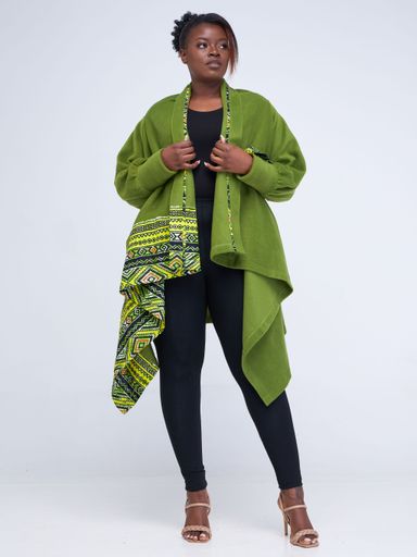 Ascili Malkia Wrap Coat- Lime green