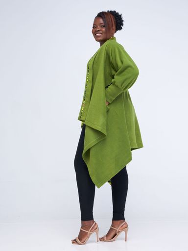 Ascili Malkia Wrap Coat- Lime green