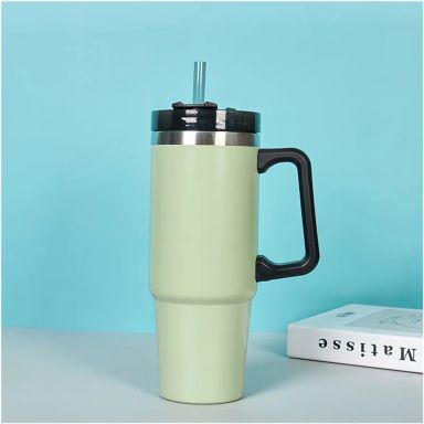 Double Walled Thermal Cup Gift Set / Stainless steel Thermos Coffee Mug with Straw