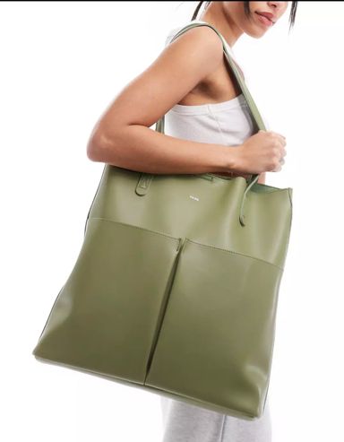 PASQ Two pocket bag with removable pouch in olive green