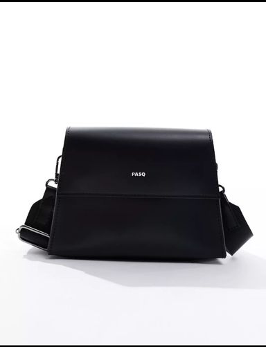 PASQ flapover classic crossbody bag in black